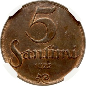 Latvia 5 Santimi 1922 NGC MS 63 BN