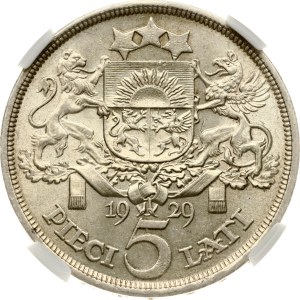 Latvia 5 Lati 1929 NGC MS 62