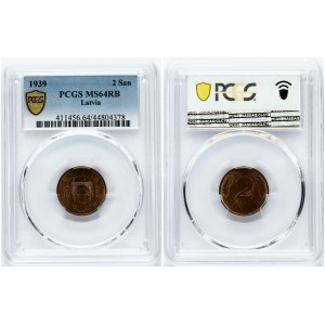 Lettland 2 Santimi 1939 PCGS MS 64 RB