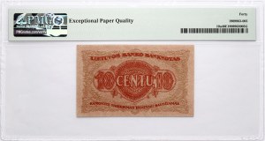 Lithuania 10 Centu 1922PMG 40 Extremely Fine EPQ