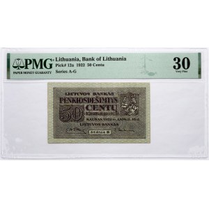Lithuania 50 Centu 1922 PMG 30 Very Fine