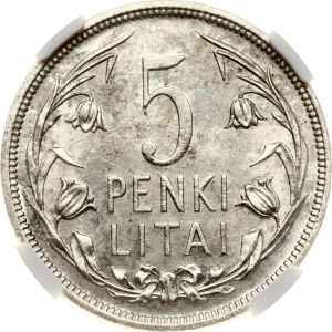 Lithuania 5 Litai 1925 NGC MS 62