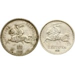 Lithuania 5 Litai 1925 & 5 Litai 1936 Basanavicius Lot of 2 coins
