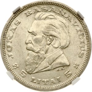 Lithuania 5 Litai 1936 Basanavicius NGC MS 61