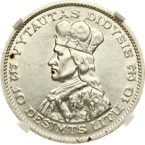 Lithuania 10 Litu 1936 Vytautas NGC AU 58