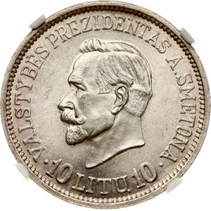 Lithuania 10 Litu 1938 Anatanas Smetona NGC MS 63