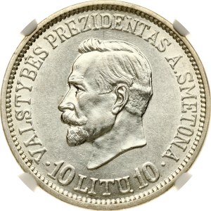 Lithuania 10 Litu 1938 Antanas Smetona NGC AU 58