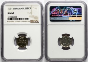 Lithuania 1 Litas 1991 NGC MS 62