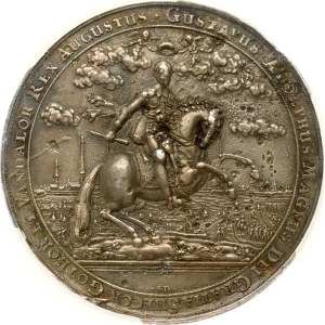 Livland Schweden Gedenkmedaille 20-jähriges Jubiläum der Besetzung von Riga 1641 (R3) PCGS AU Detail