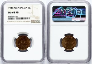 Nicaragua 1 Centavo 1940 NGC MS 64 RB