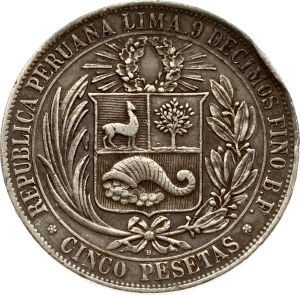 Peru 5 Pesetas 1880 BF
