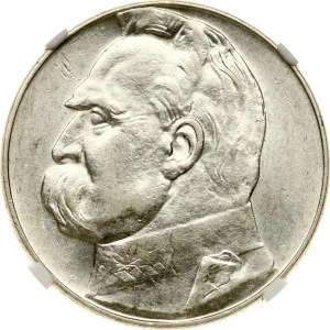 Poland 10 Zlotych 1936 Pilsudski NGC AU 53