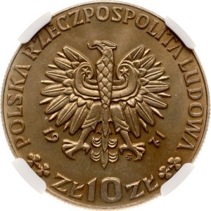 Poland 10 Zlotych 1971 MW FAO Proba NGC MS 67