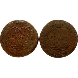 Russia 5 Kopecks 1760 & 1761 Lot of 2 coins