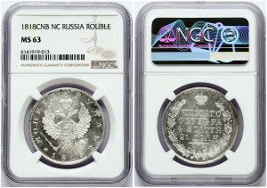 Russia Rouble 1818 СПБ-ПС NGC MS 63