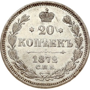 Russia 20 Kopecks 1872 СПБ-НІ