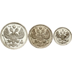 Russia 5 - 20 Kopecks 1891-1915 Lot of 3 coins