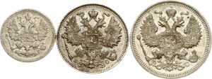 Russia 5 - 20 Kopecks 1892 & 1915 Lot of 3 coins