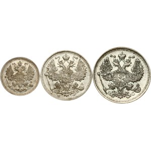Russia 5 - 20 Kopecks 1893-1915 Lot of 3 coins