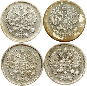 Russia 10 Kopecks 1902-1907 Lot of 4 coins