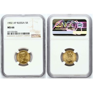 Russia 5 Roubles 1902 AP NGC MS 66