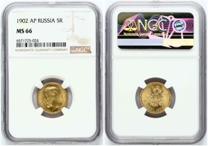 Russia 5 Roubles 1902 AP NGC MS 66