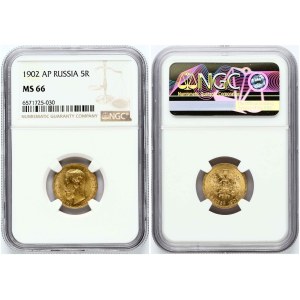 Russia 5 Roubles 1902 AP NGC MS 66