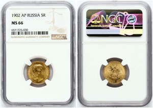 Russia 5 Roubles 1902 AP NGC MS 66