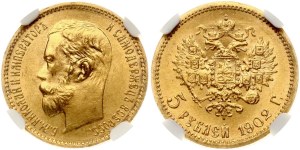 Russia 5 Roubles 1902 AP NGC MS 66
