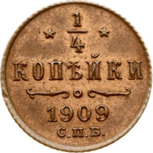 Russia 1/4 Kopeck 1909 СПБ