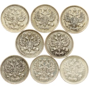 Russia 10 Kopecks 1909-1916 Lot of 8 coins