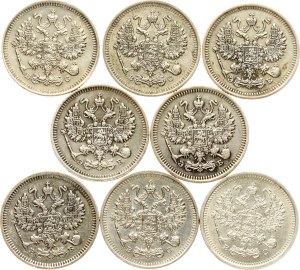 Russia 10 Kopecks 1909-1916 Lot of 8 coins