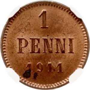 Russia For Finland 1 Penni 1911 NGC MS 64 RD