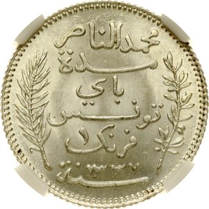 Tunisia 1 Franc 1337 (1918) A NGC MS 66