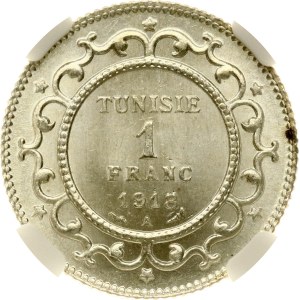 Tunisia 1 Franc 1337 (1918) A NGC MS 66