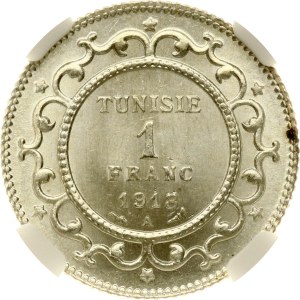 Tunisia 1 Franc 1337 (1918) A NGC MS 66
