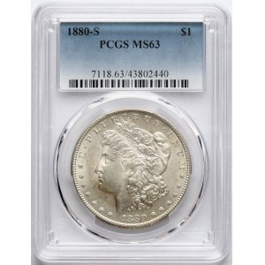 USA Morgan Dollar 1880 S PCGS MS 63