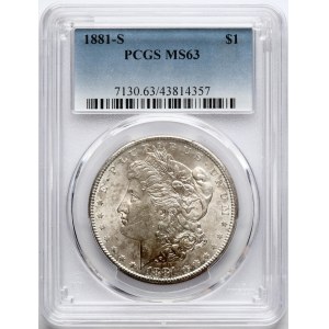 USA Morgan Dollar 1881 S PCGS MS 63