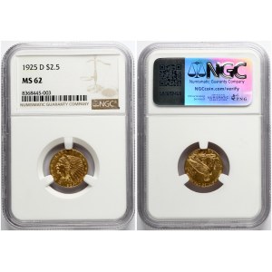 USA 2½ Dollars 1925 D NGC MS 62