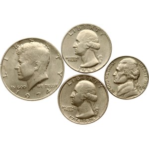 USA 5 Cents - 1/2 Dollar 1966-1976 Lot of 4 coins