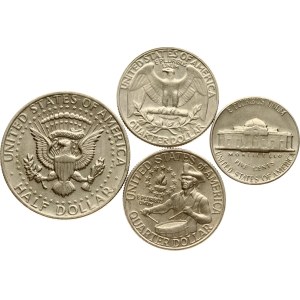 USA 5 Cents - 1/2 Dollar 1966-1976 Lot of 4 coins