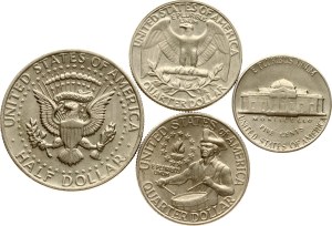 USA 5 Cents - 1/2 Dollar 1966-1976 Lot of 4 coins