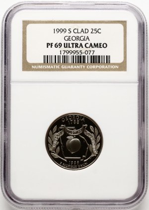 USA 1/4 Dollar 1999 S Georgia NGC PF 69 ULTRA CAMEO