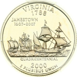 USA 1/4 Dollar 2000 S 'Washington Quarter' Virginia - Silver PCGS PR 69 DCAM