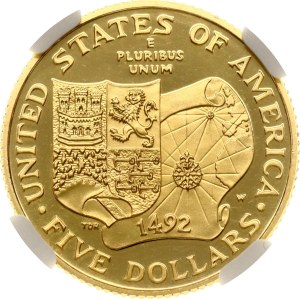 USA 5 Dollars 1992 W Christopher Columbus Quincentenary NGC PF 65 ULTRA CAMEO