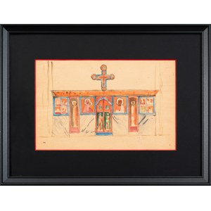 Jerzy NOWOSIELSKI (1923 - 2011), Szkic ikonostasu - praca dwustronna, II poł. lat 40. XX w.