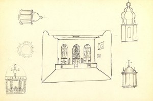 Jerzy NOWOSIELSKI (1923 - 2011), Designs for darochranitielnica (tabernacle), iconostasis and orthodox church - double-sided work, 1970s.