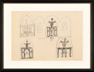 Jerzy NOWOSIELSKI (1923 - 2011), Sketch of the iconostasis and arrangement of the St. Dorothy Chapel at the Augustinian Church in Cracow for the Greek Catholic parish, early 1970s.