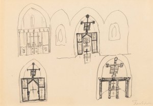 Jerzy NOWOSIELSKI (1923 - 2011), Sketch of the iconostasis and arrangement of the St. Dorothy Chapel at the Augustinian Church in Cracow for the Greek Catholic parish, early 1970s.