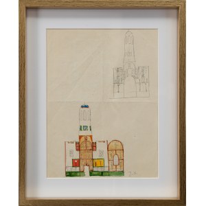 Jerzy NOWOSIELSKI (1923 - 2011), Projekt polichromii - szkice - praca dwustronna